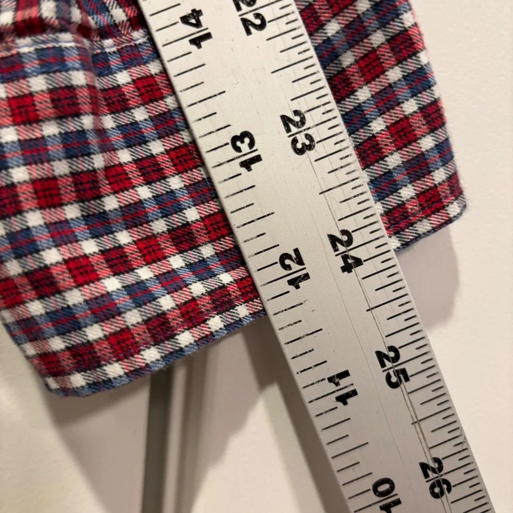 J. Crew Mens Brushed Twill Plaid Button Down Shirt Red White Blue Classic Fit M